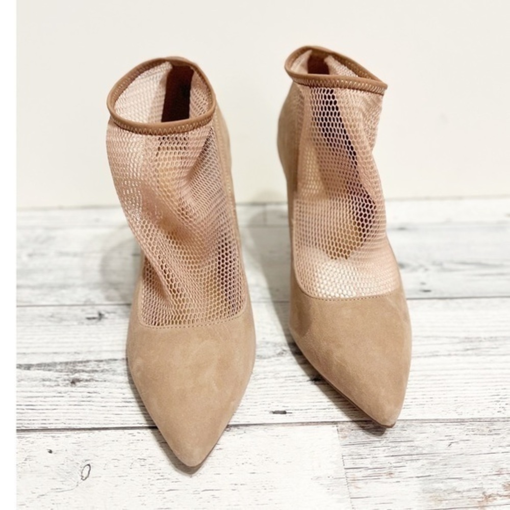 Leith Mesh Top Suede Heels Shoes New Sz 7